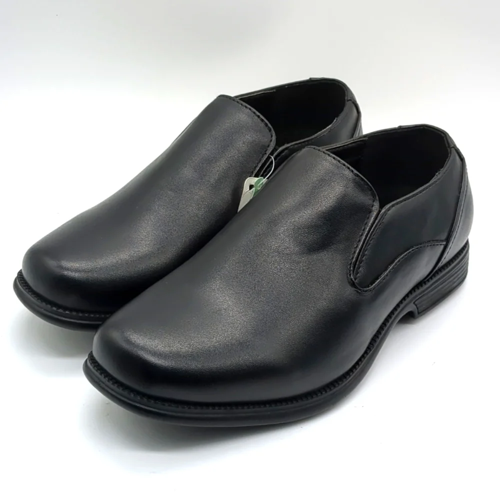 NWT Perry Ellis Portfolio Samuel Vegan Leather Boys Dress Shoes Black Sz 2 Wide